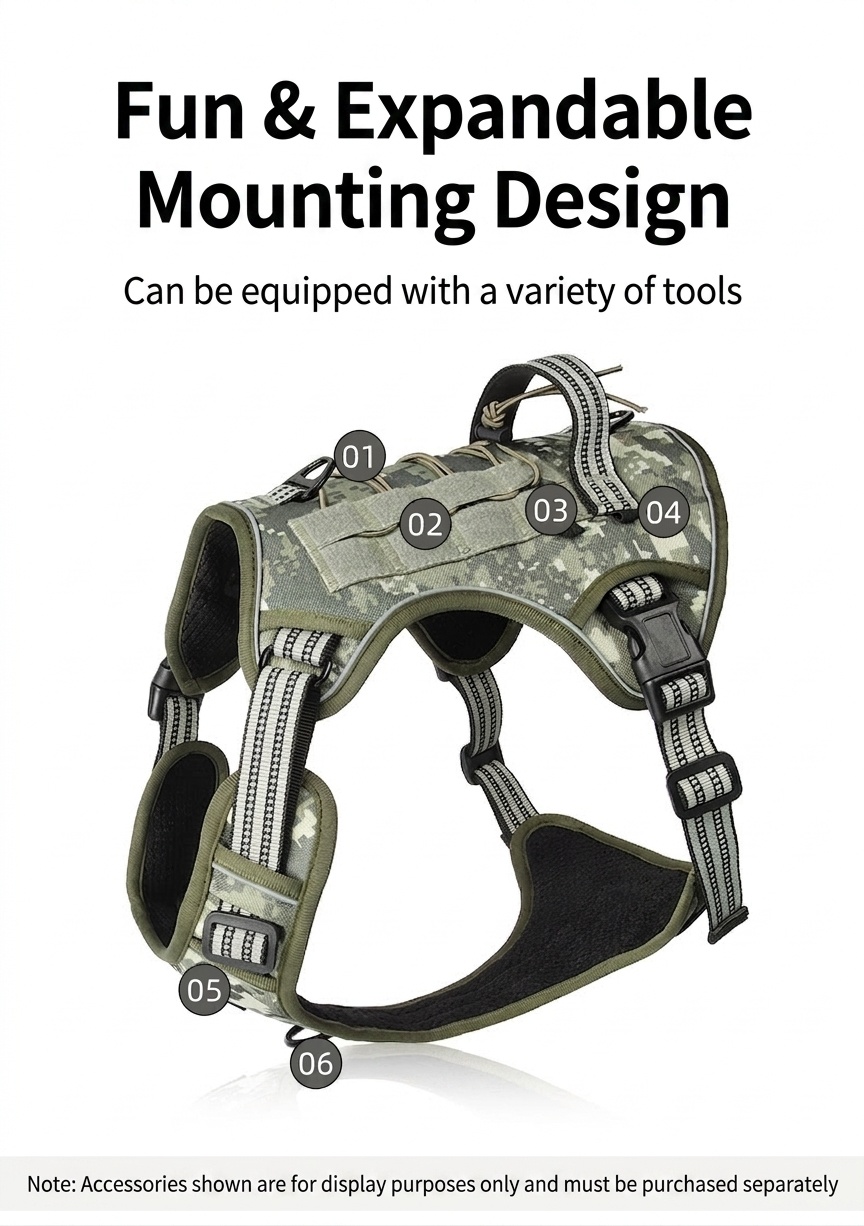 Tactical No-Pull Dog Harness with Reflective Straps & Handle