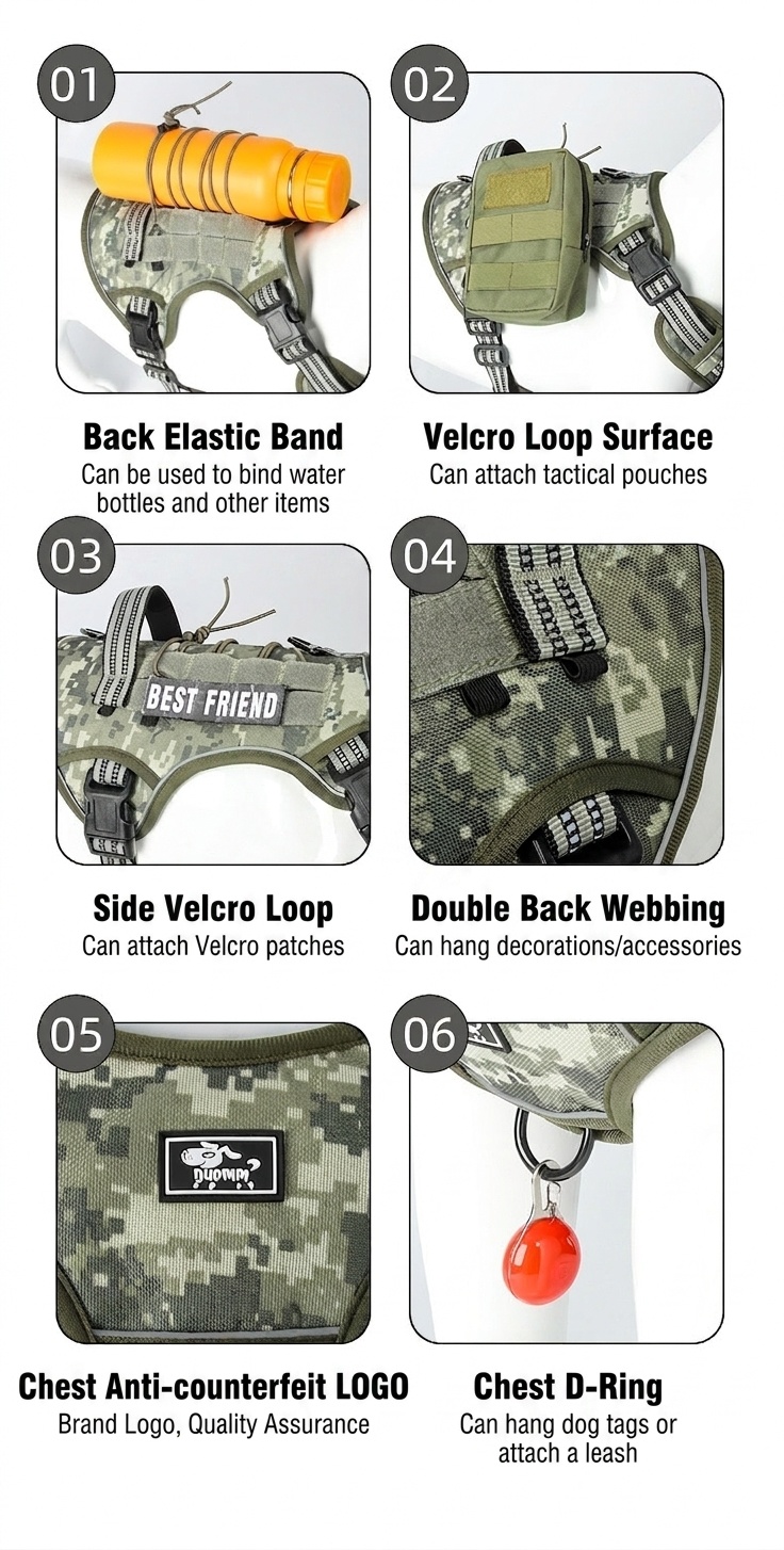 Tactical No-Pull Dog Harness with Reflective Straps & Handle