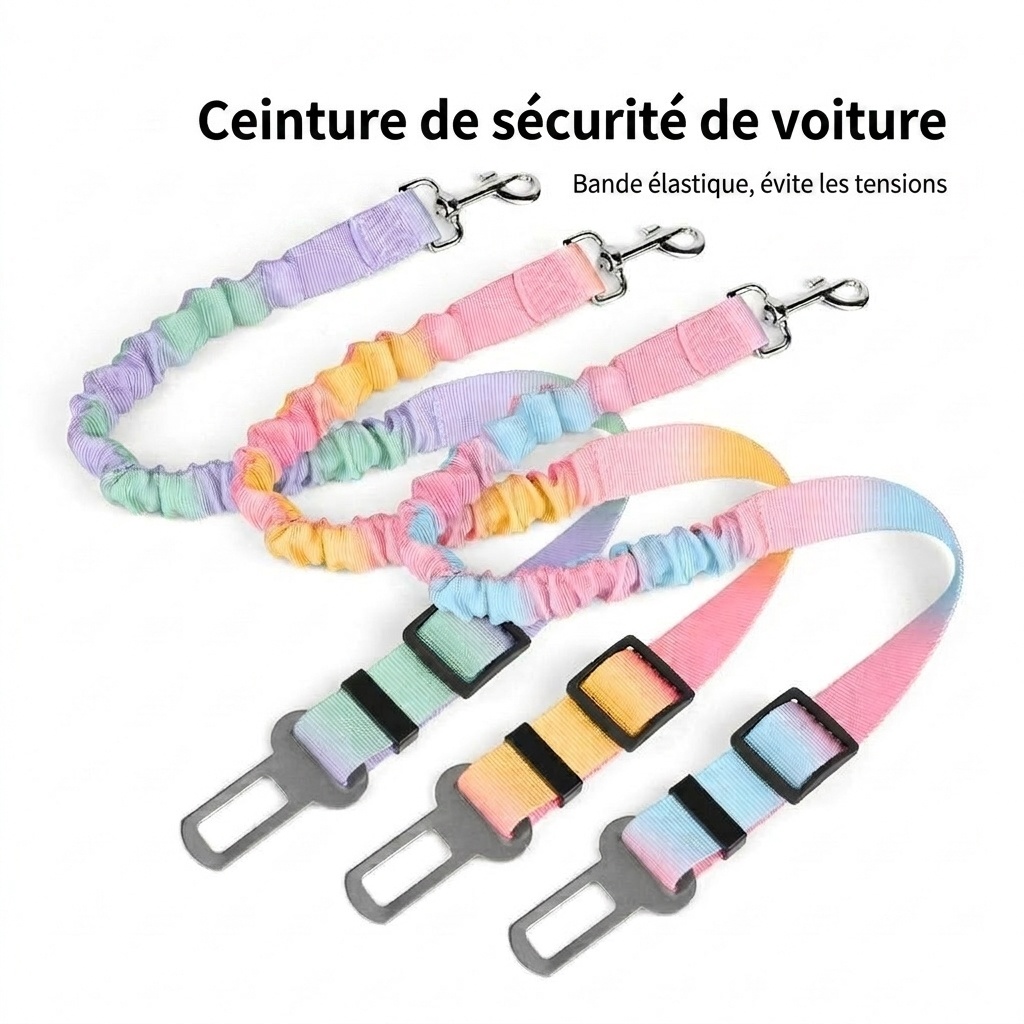 Pet Car Seat Belt Leash - Adjustable & Elastic Safety Strap