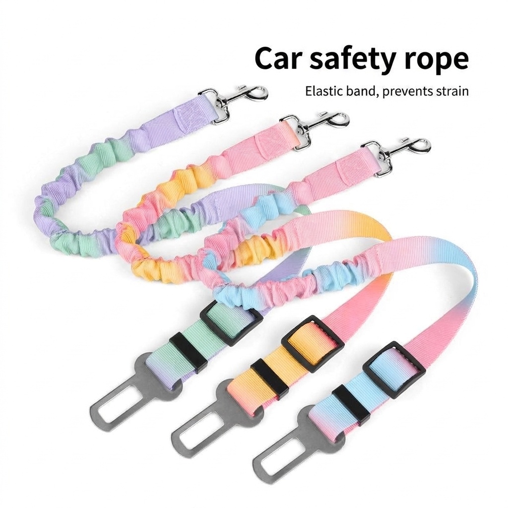 Pet Car Seat Belt Leash - Adjustable & Elastic Safety Strap