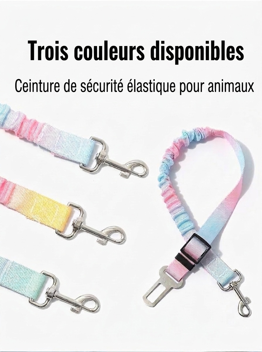 Pet Car Seat Belt Leash - Adjustable & Elastic Safety Strap