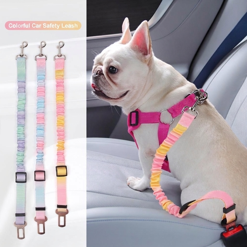 Pet Car Seat Belt Leash - Adjustable & Elastic Safety Strap