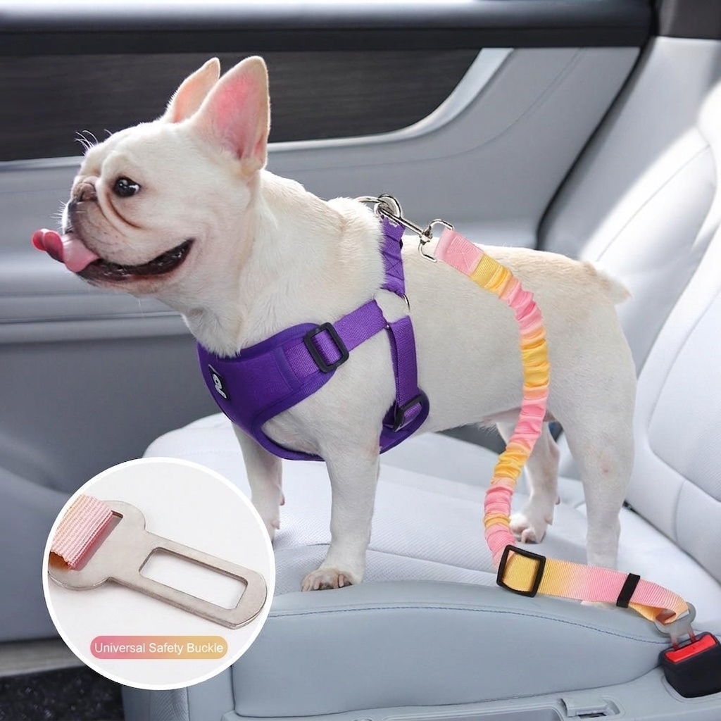 Pet Car Seat Belt Leash - Adjustable & Elastic Safety Strap