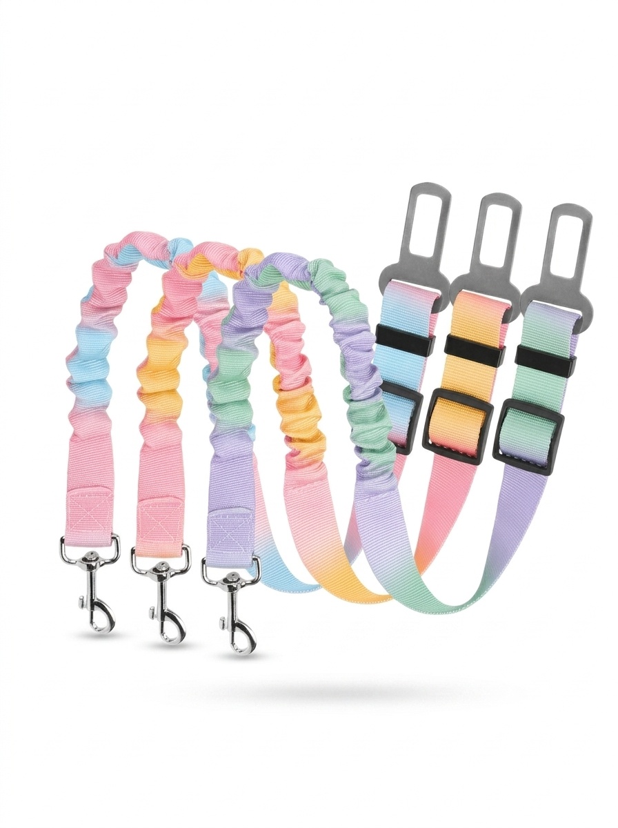 Pet Car Seat Belt Leash - Adjustable & Elastic Safety Strap
