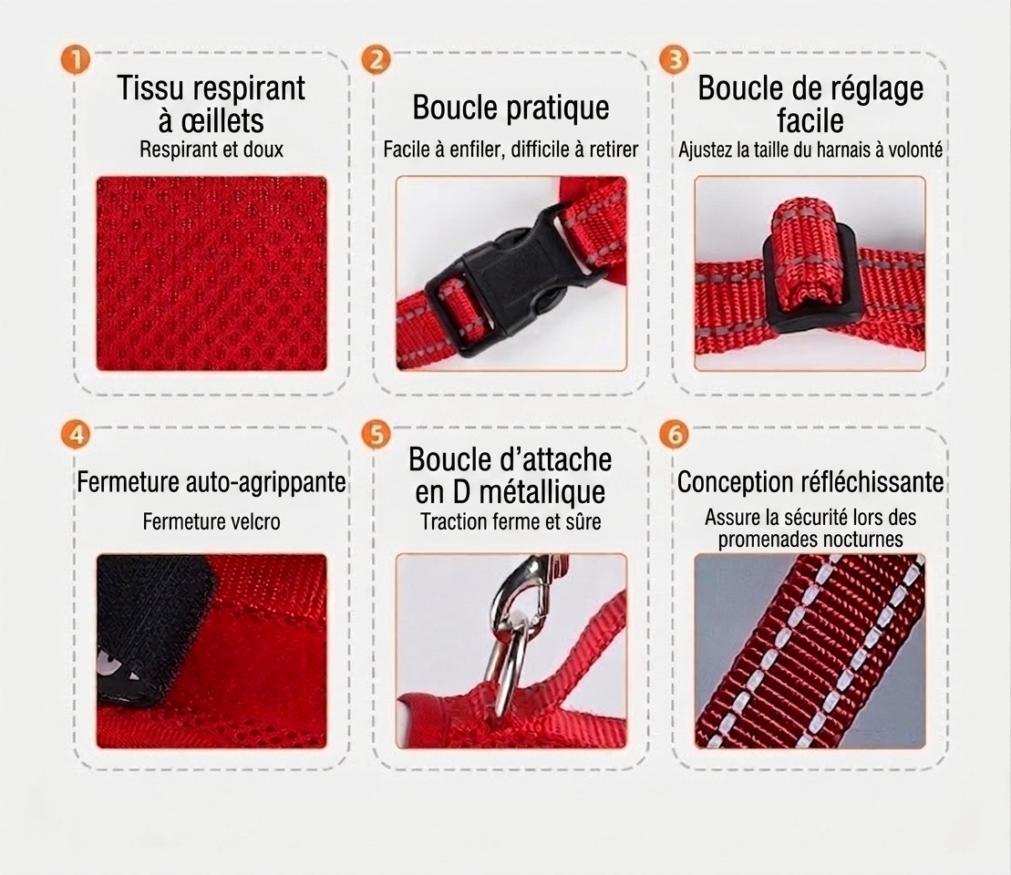 Lightweight Reflective Dog Harness & Leash Set - Breathable Mesh