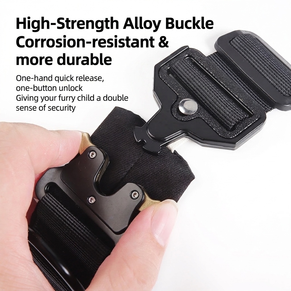 Tactical Dog Collar with Cobra Buckle & Studs - Heavy Duty