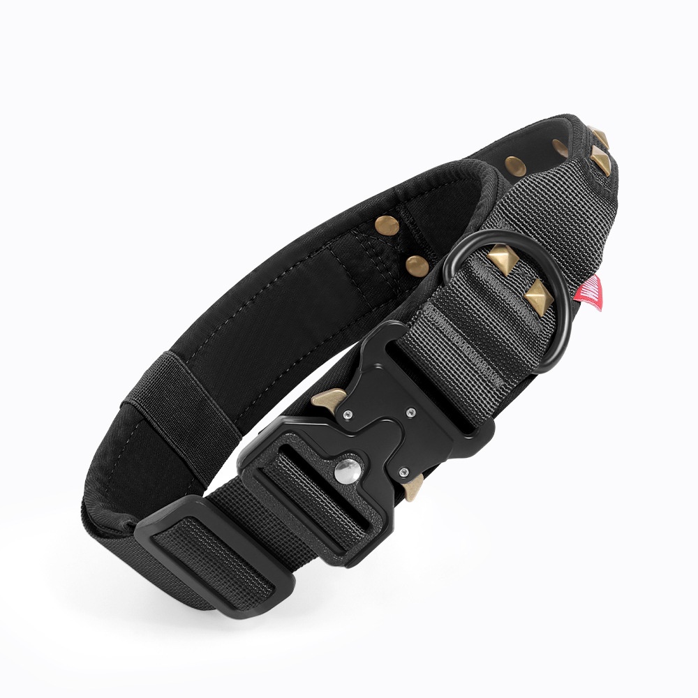 Tactical Dog Collar with Cobra Buckle & Studs - Heavy Duty