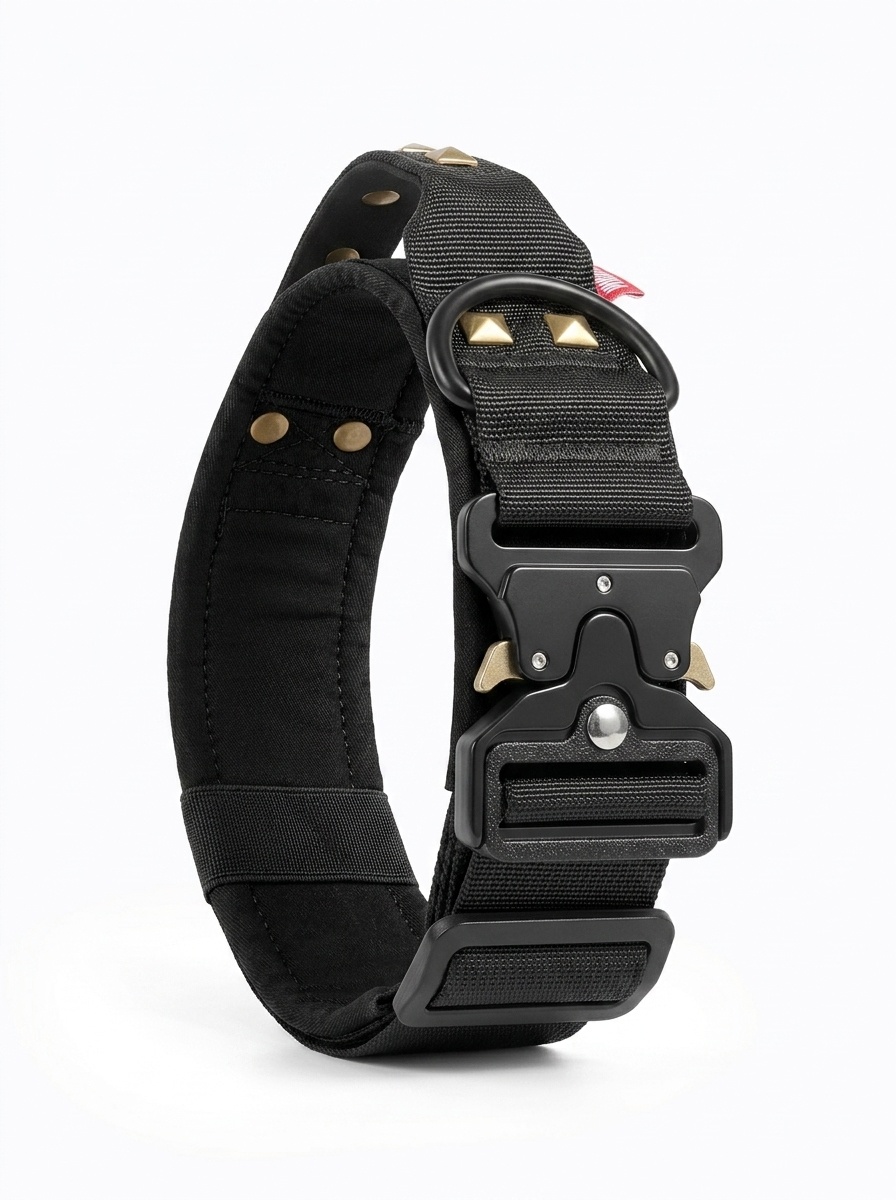 Tactical Dog Collar with Cobra Buckle & Studs - Heavy Duty
