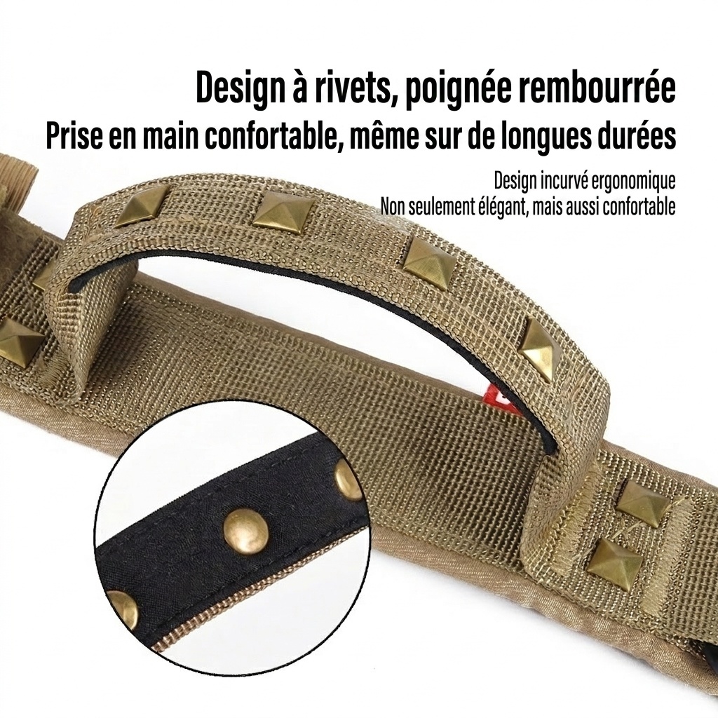 Collier tactique pour chien avec boucle Cobra et clous - Robuste