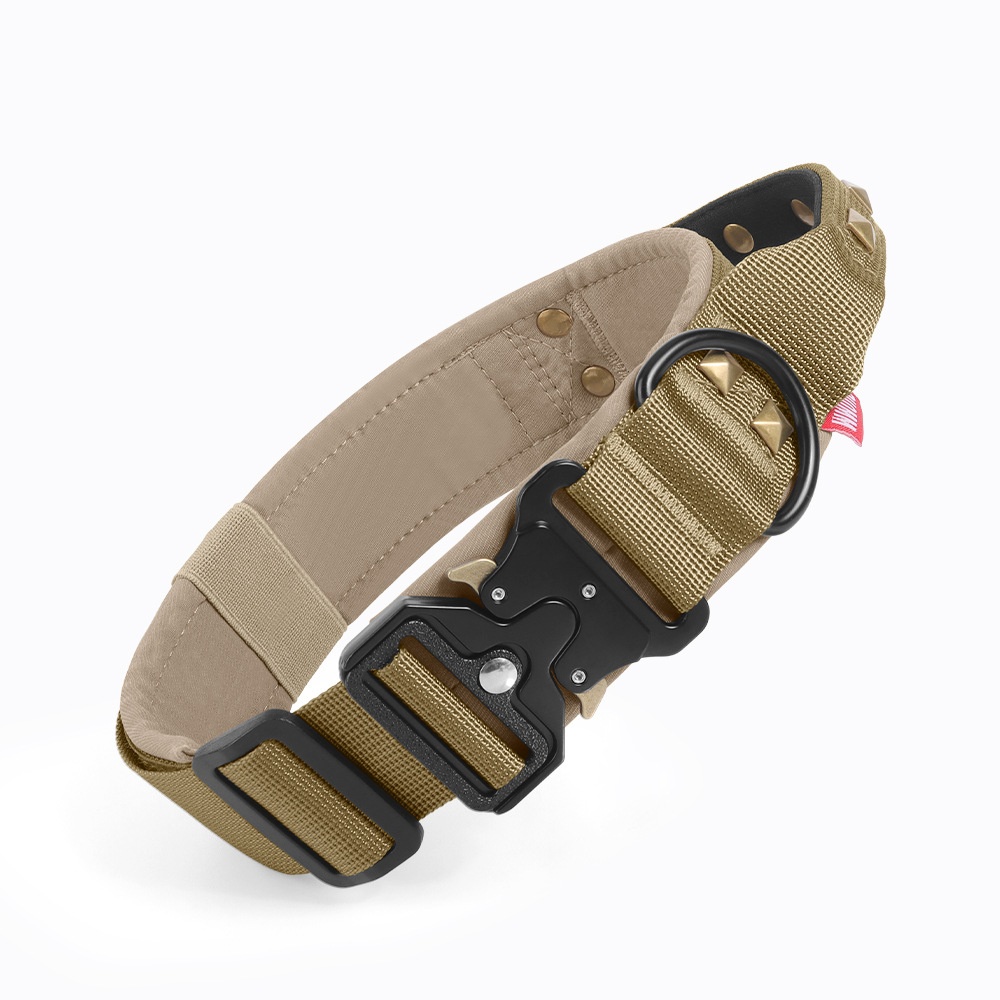 Tactical Dog Collar with Cobra Buckle & Studs - Heavy Duty