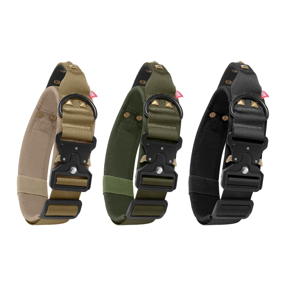 Tactical Dog Collar with Cobra Buckle & Studs - Heavy Duty