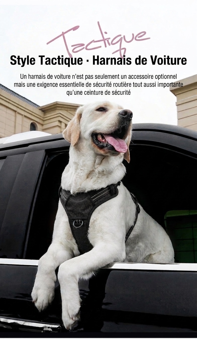 Adjustable No-Pull Dog Harness for Car Safety & Walking