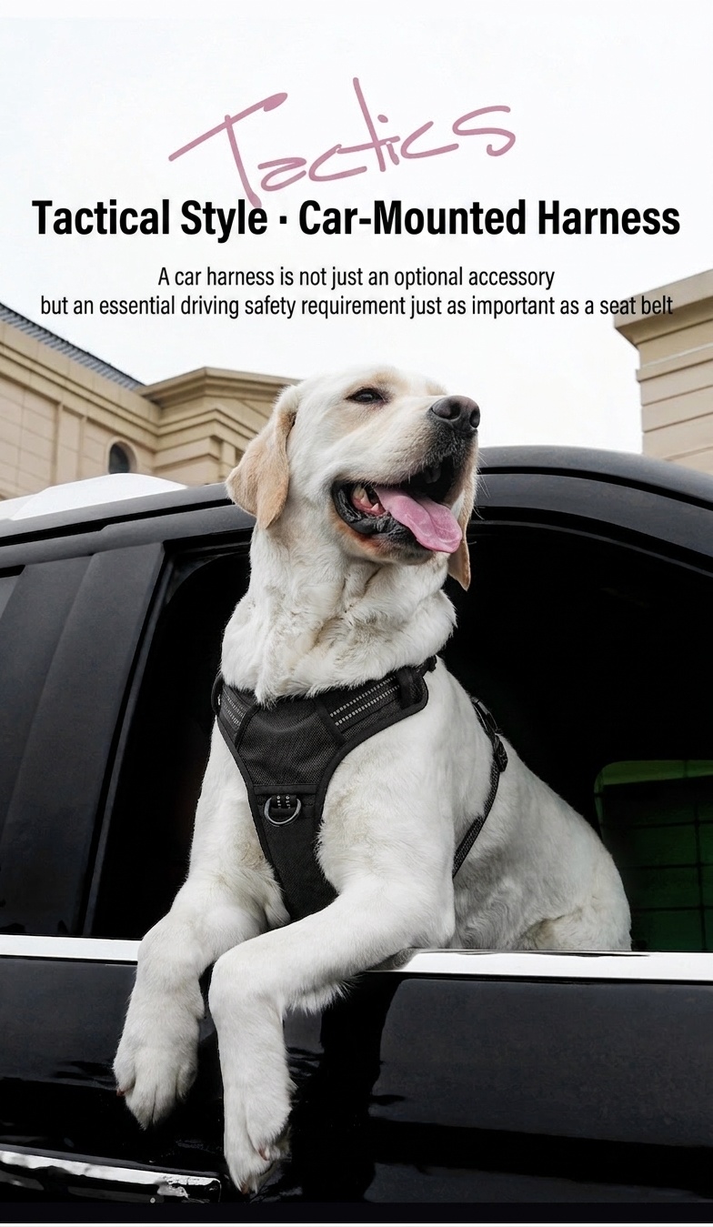 Adjustable No-Pull Dog Harness for Car Safety & Walking