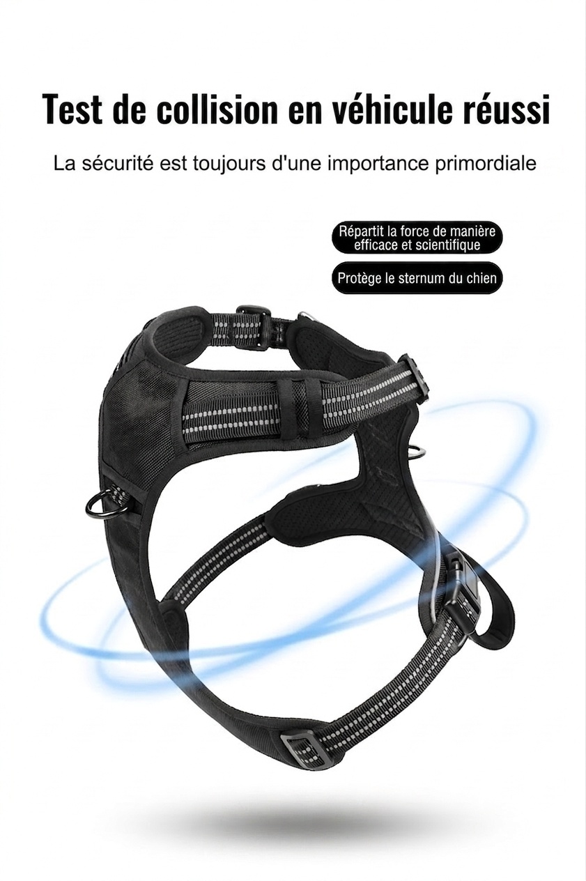 Adjustable No-Pull Dog Harness for Car Safety & Walking