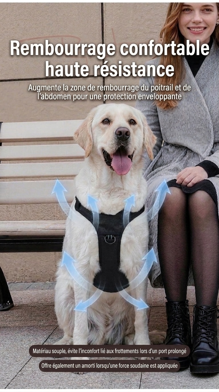 Adjustable No-Pull Dog Harness for Car Safety & Walking