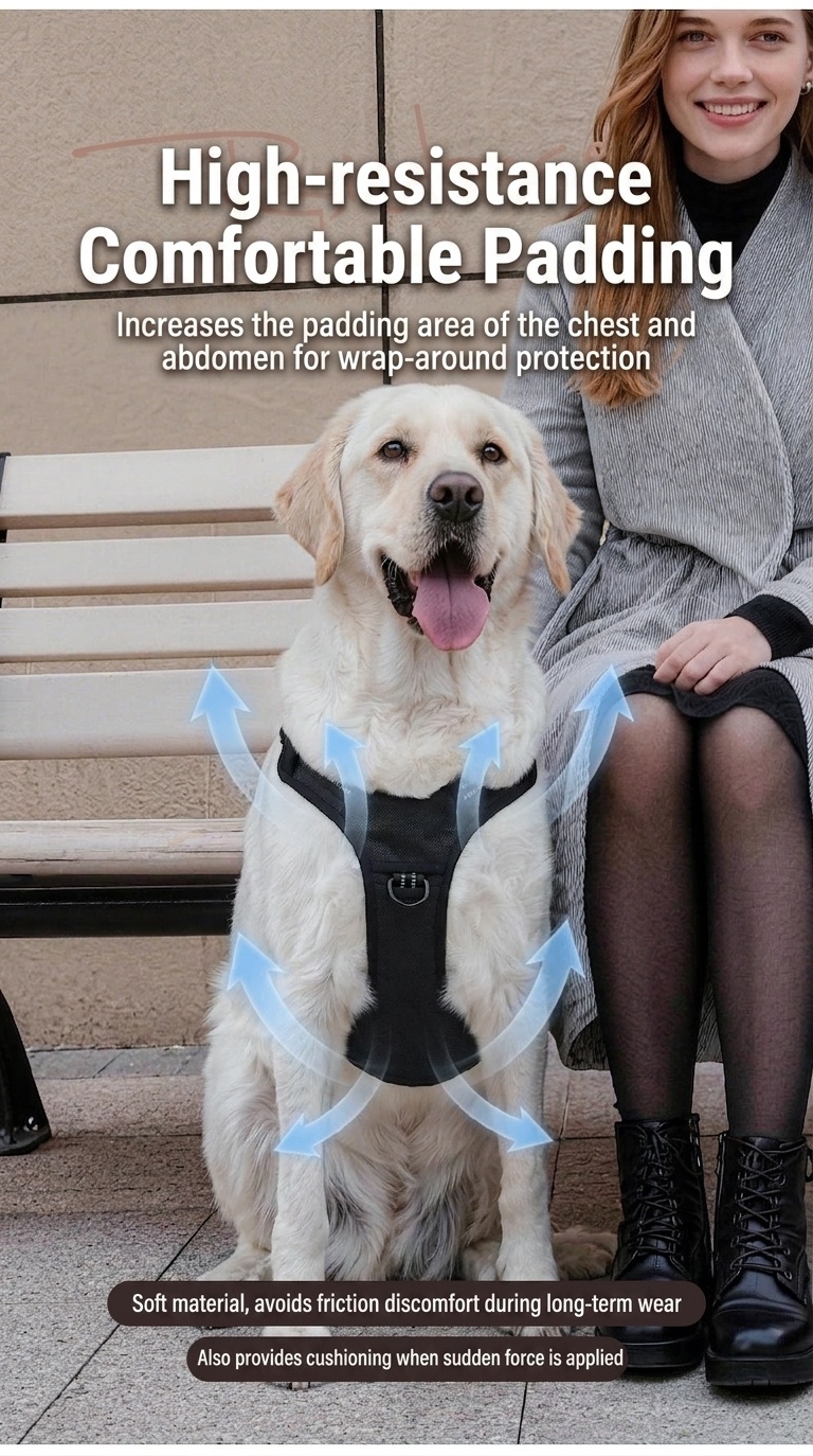 Adjustable No-Pull Dog Harness for Car Safety & Walking