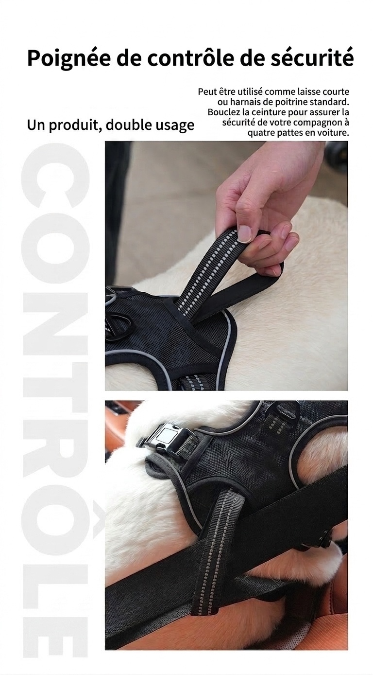 Adjustable No-Pull Dog Harness for Car Safety & Walking