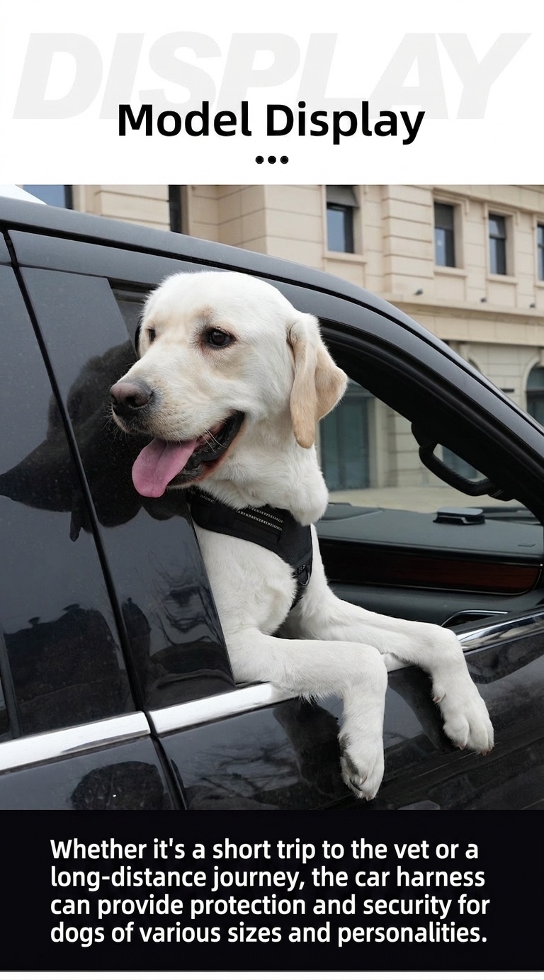 Adjustable No-Pull Dog Harness for Car Safety & Walking