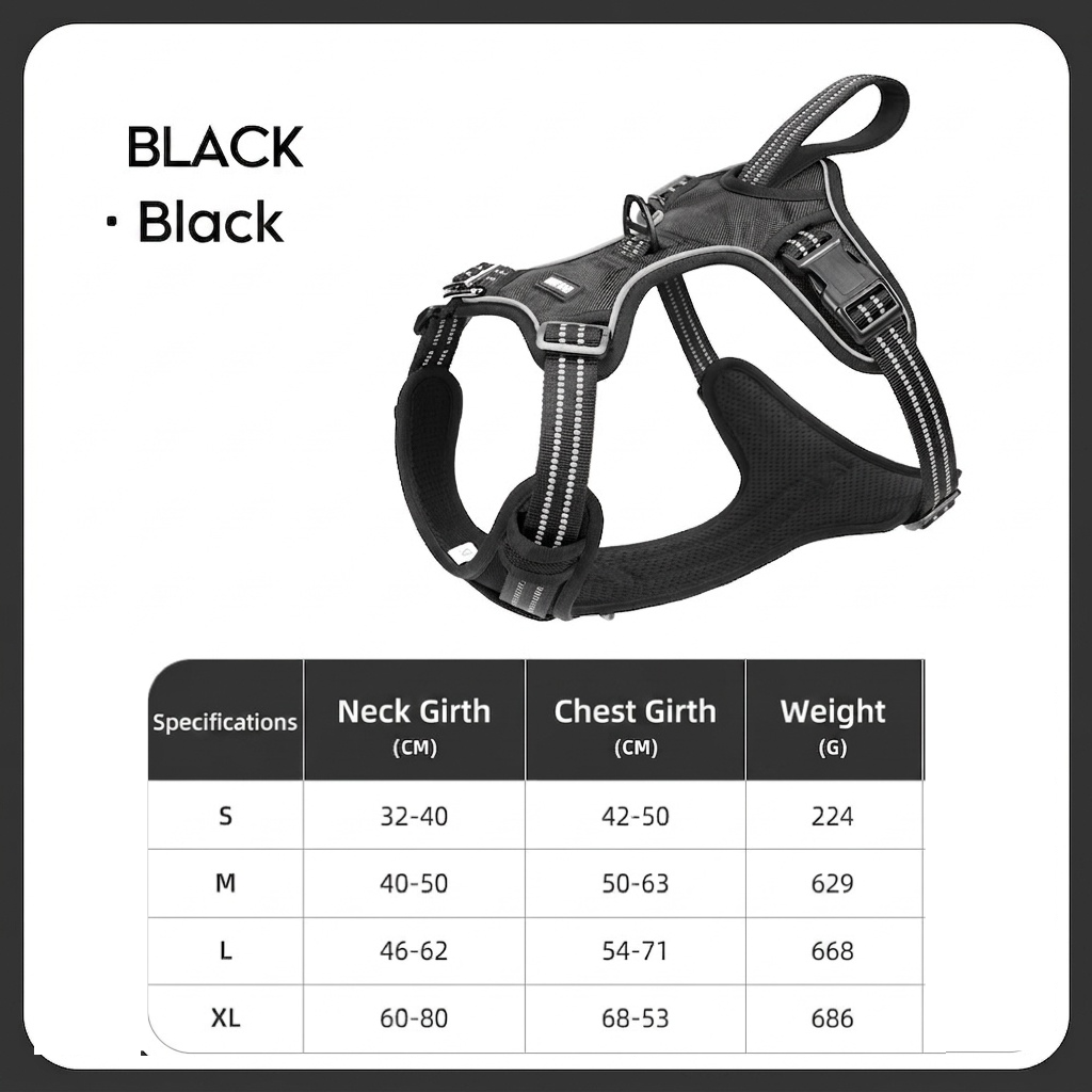 Adjustable No-Pull Dog Harness for Car Safety & Walking