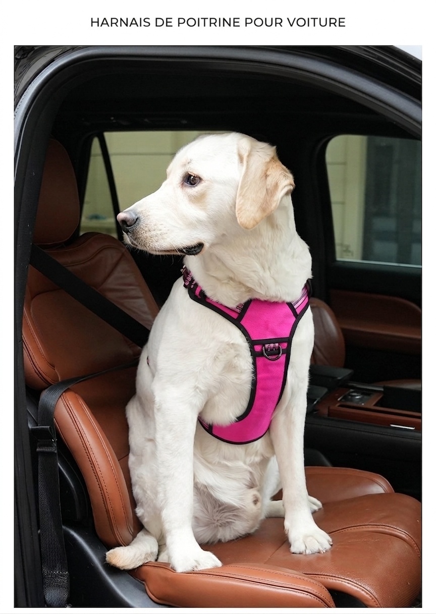 Adjustable No-Pull Dog Harness for Car Safety & Walking