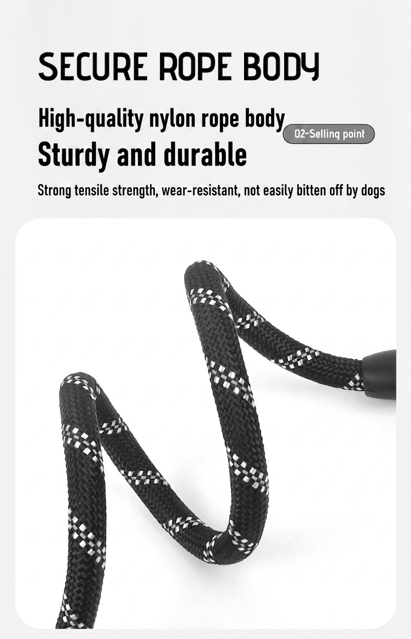 Durable Multi-Dog Leash with Padded Handle & Reflective Rope