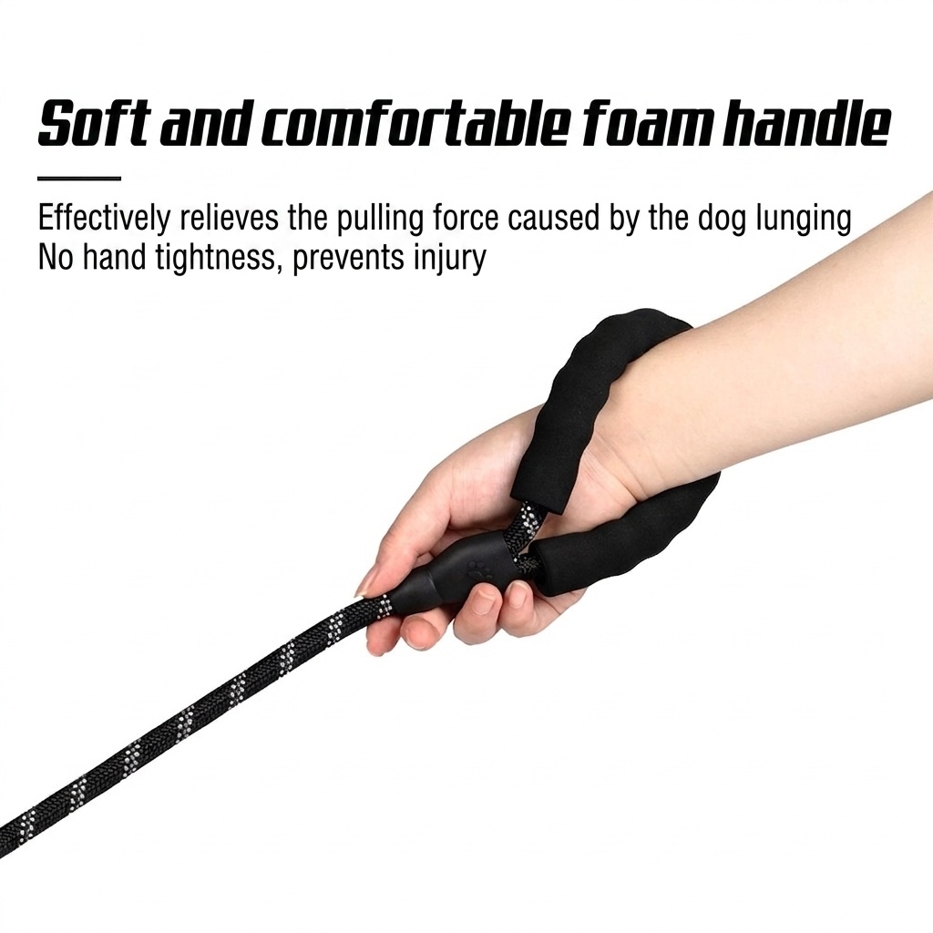 Durable Multi-Dog Leash with Padded Handle & Reflective Rope