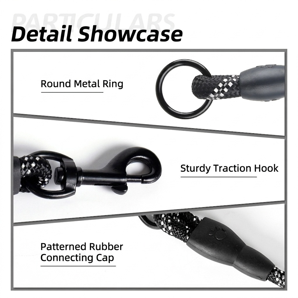 Durable Multi-Dog Leash with Padded Handle & Reflective Rope