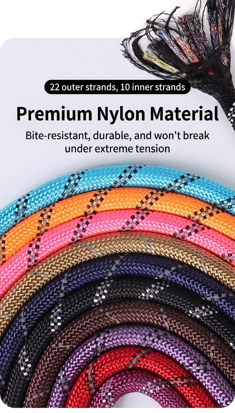 Reflektierende Nylon-Hundeleine mit gepolstertem Griff für mittelgroße bis große Hunde