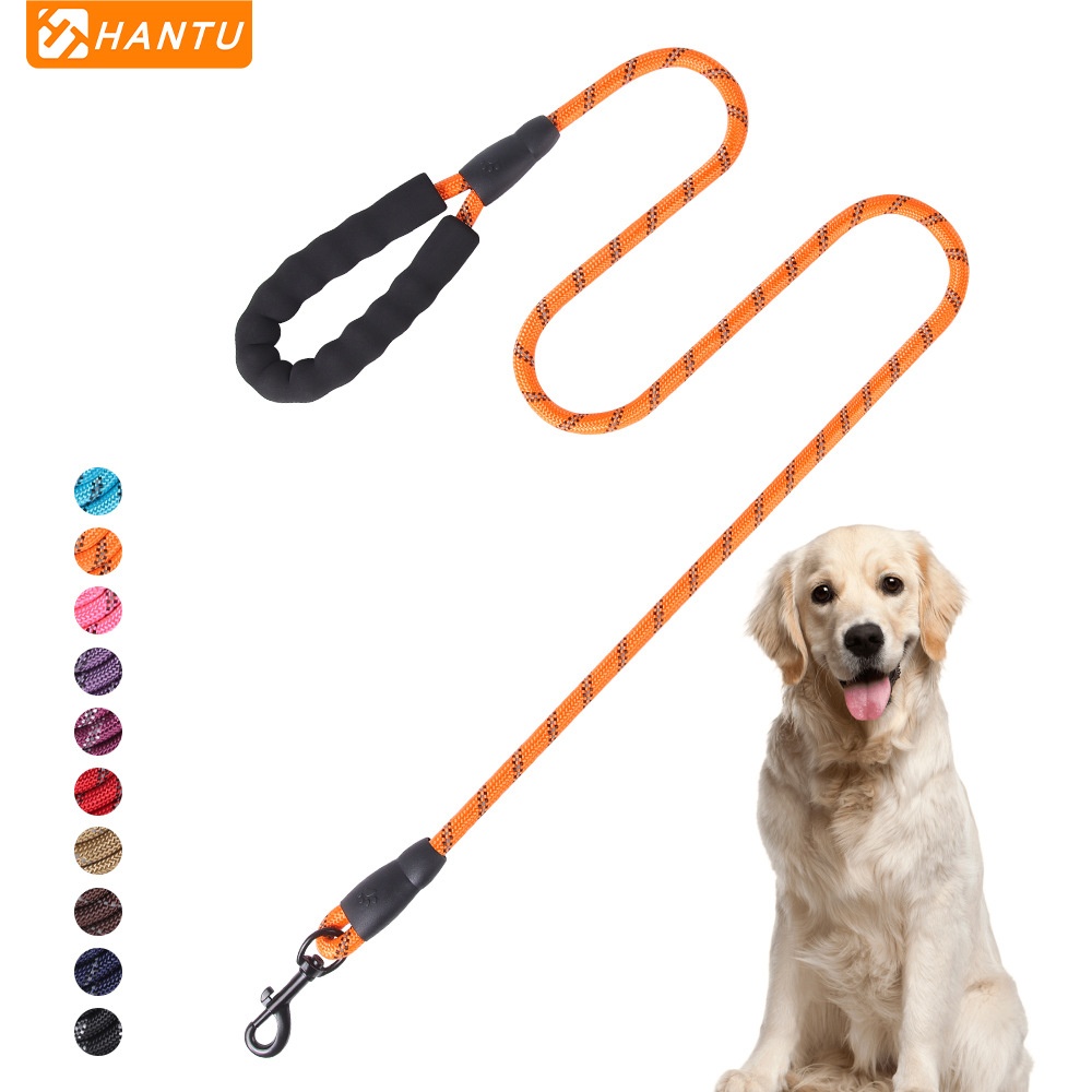 Reflective Nylon Dog Leash with Padded Handle for Medium Large Dogs