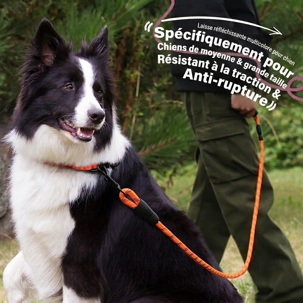 Reflective Nylon Dog Leash with Padded Handle for Medium Large Dogs