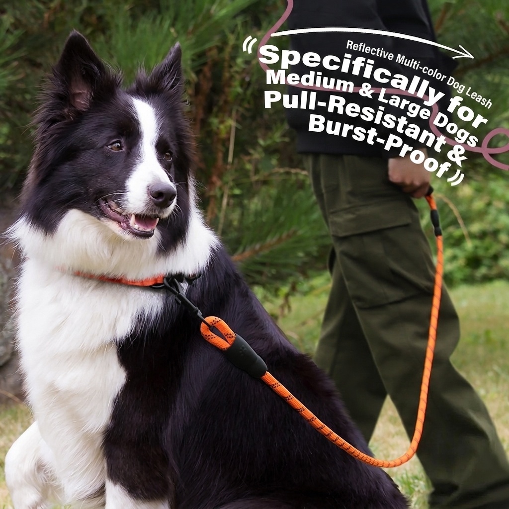 Reflektierende Nylon-Hundeleine mit gepolstertem Griff für mittelgroße bis große Hunde