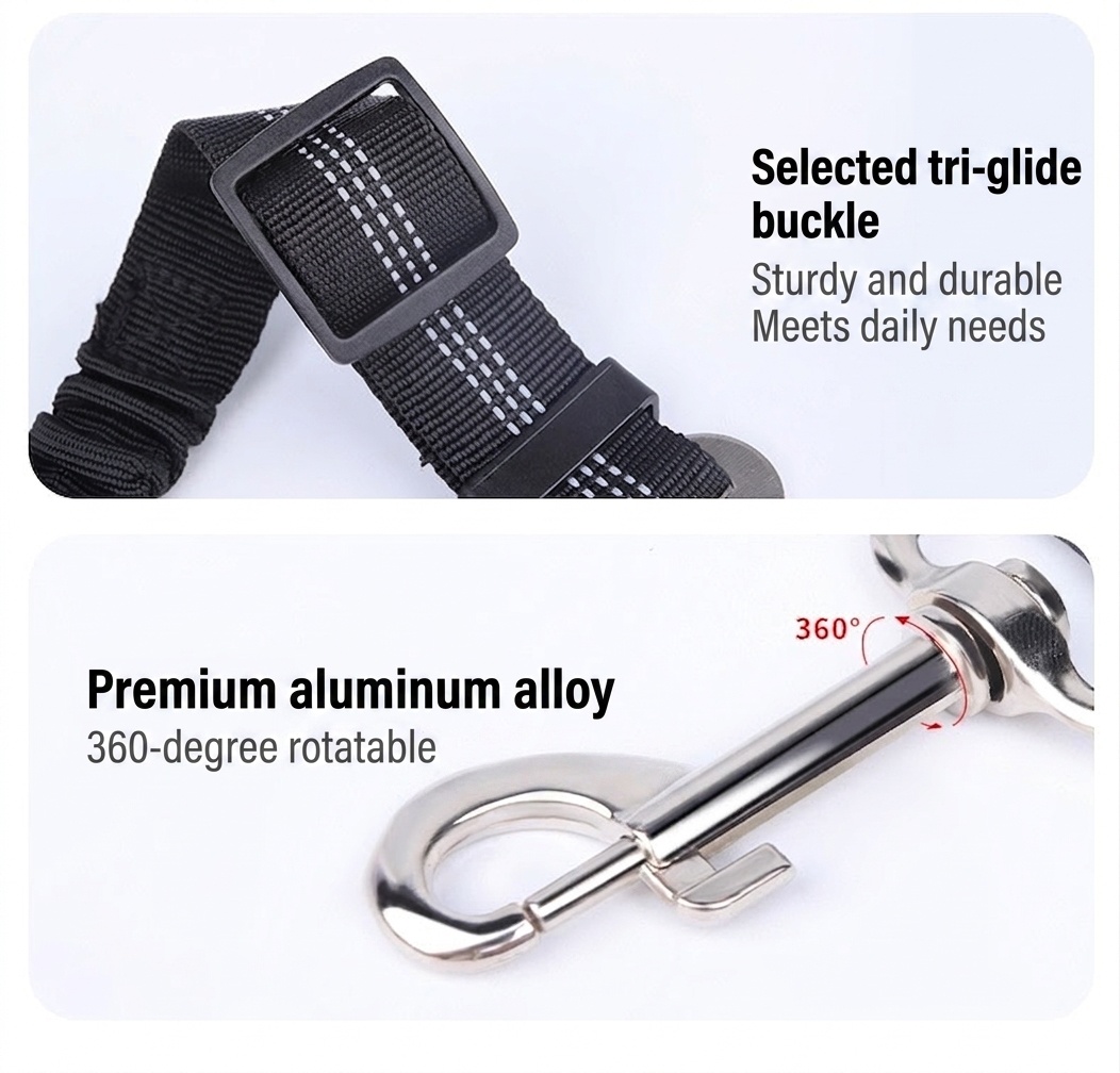 Adjustable Pet Car Seat Belt Leash - Reflective & Elastic