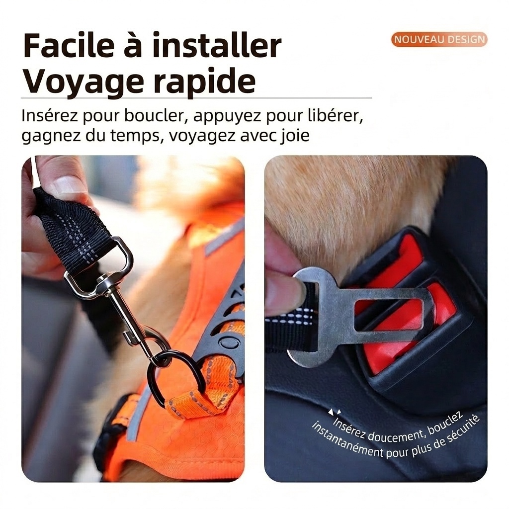 Adjustable Pet Car Seat Belt Leash - Reflective & Elastic