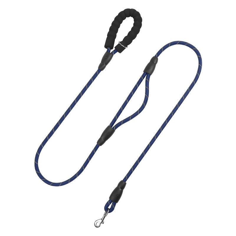 Dual Handle Reflective Nylon Dog Leash with Padded Grip