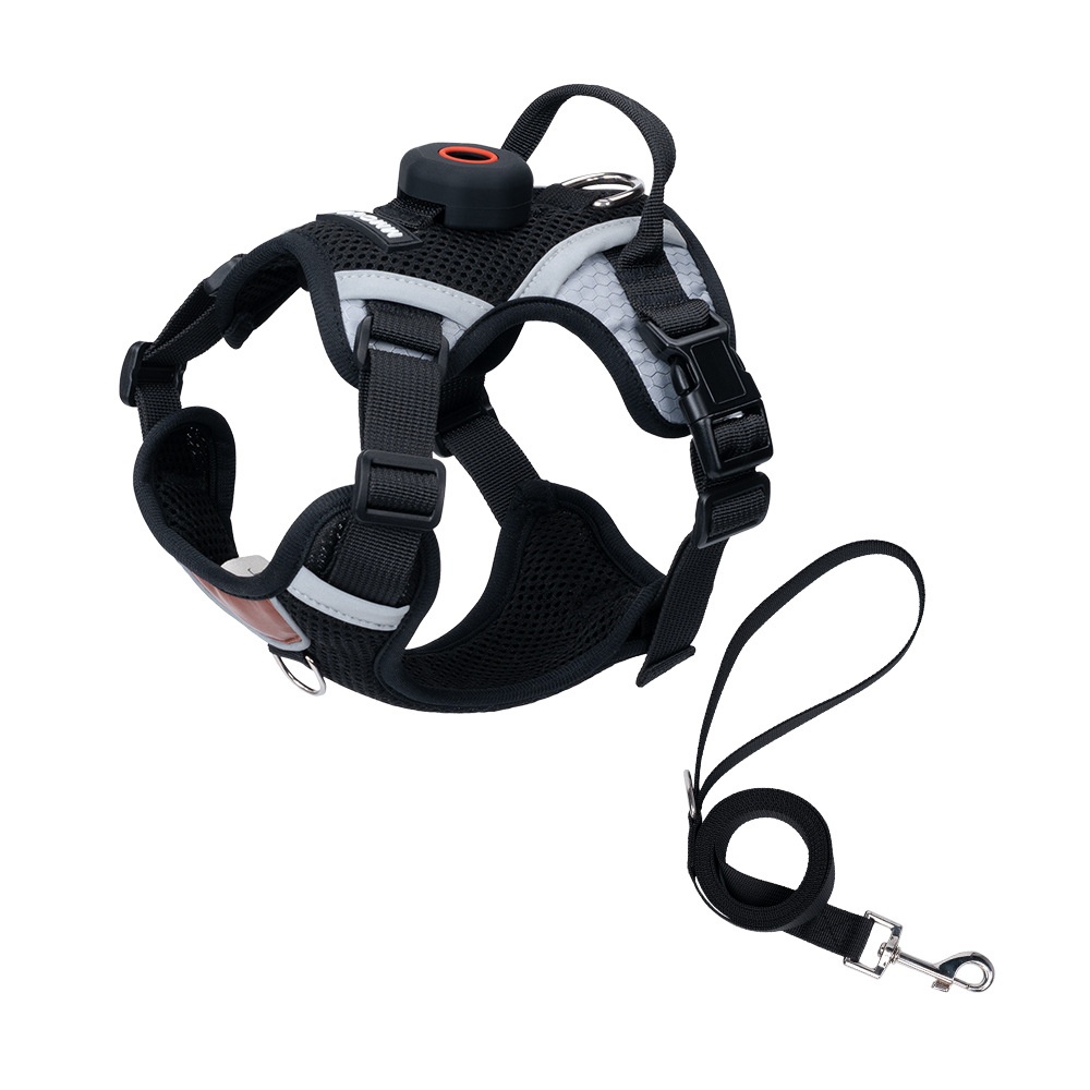 Breathable Mesh Dog Harness with AirTag Holder & Leash Set