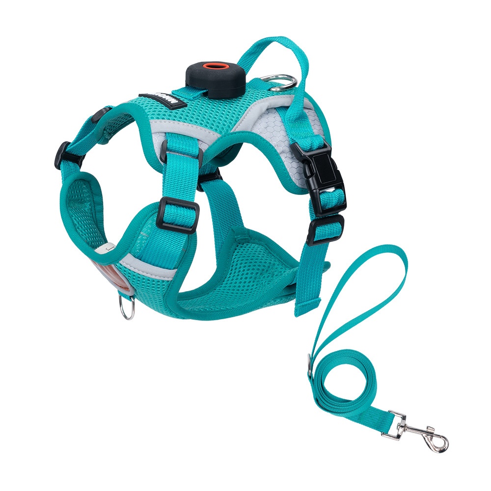 Breathable Mesh Dog Harness with AirTag Holder & Leash Set
