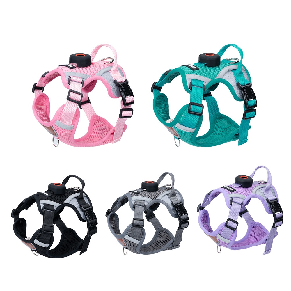 Breathable Mesh Dog Harness with AirTag Holder & Leash Set