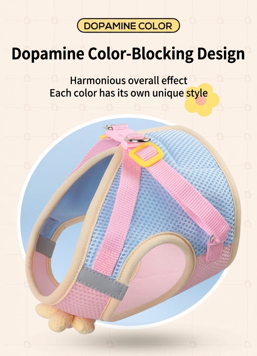 Cute Flower Pet Harness & Leash Set - Breathable Mesh for Cats