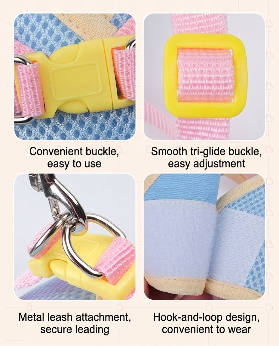 Cute Flower Pet Harness & Leash Set - Breathable Mesh for Cats