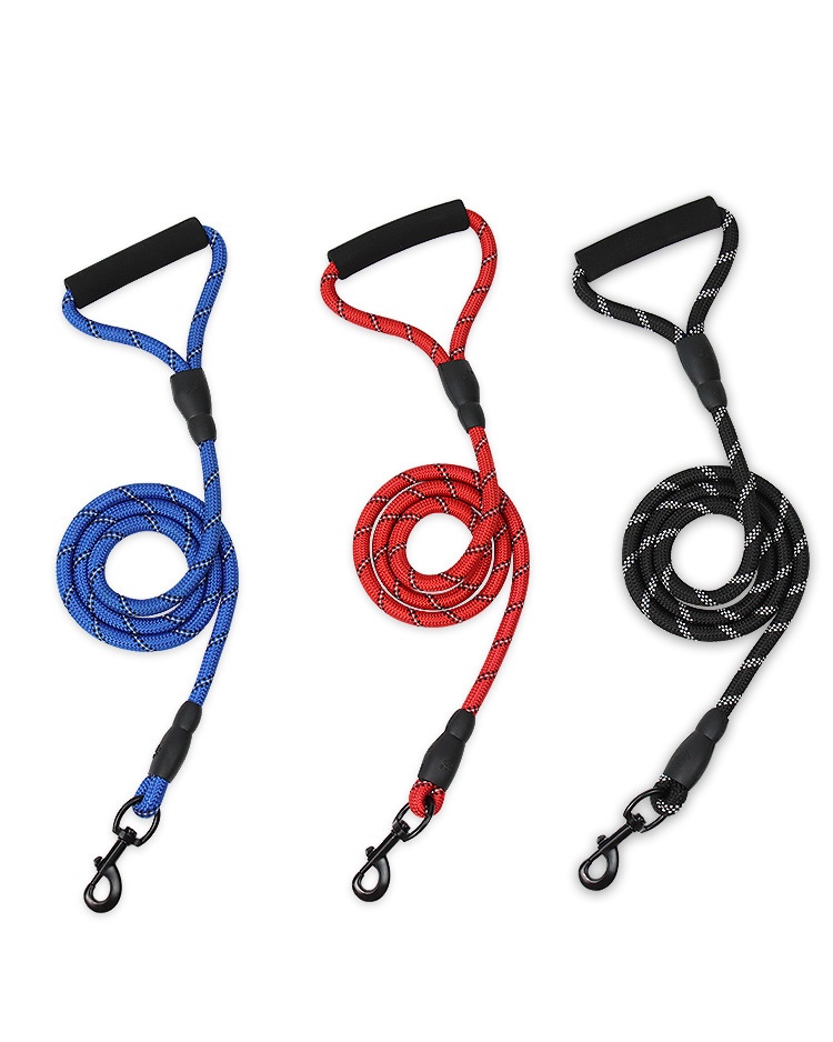 Reflective Rope Dog Leash with Padded Handle for Walking