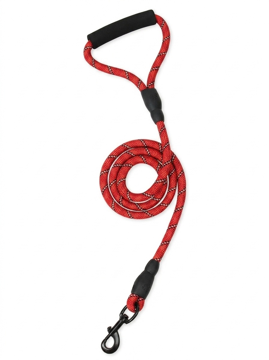 Reflective Rope Dog Leash with Padded Handle for Walking