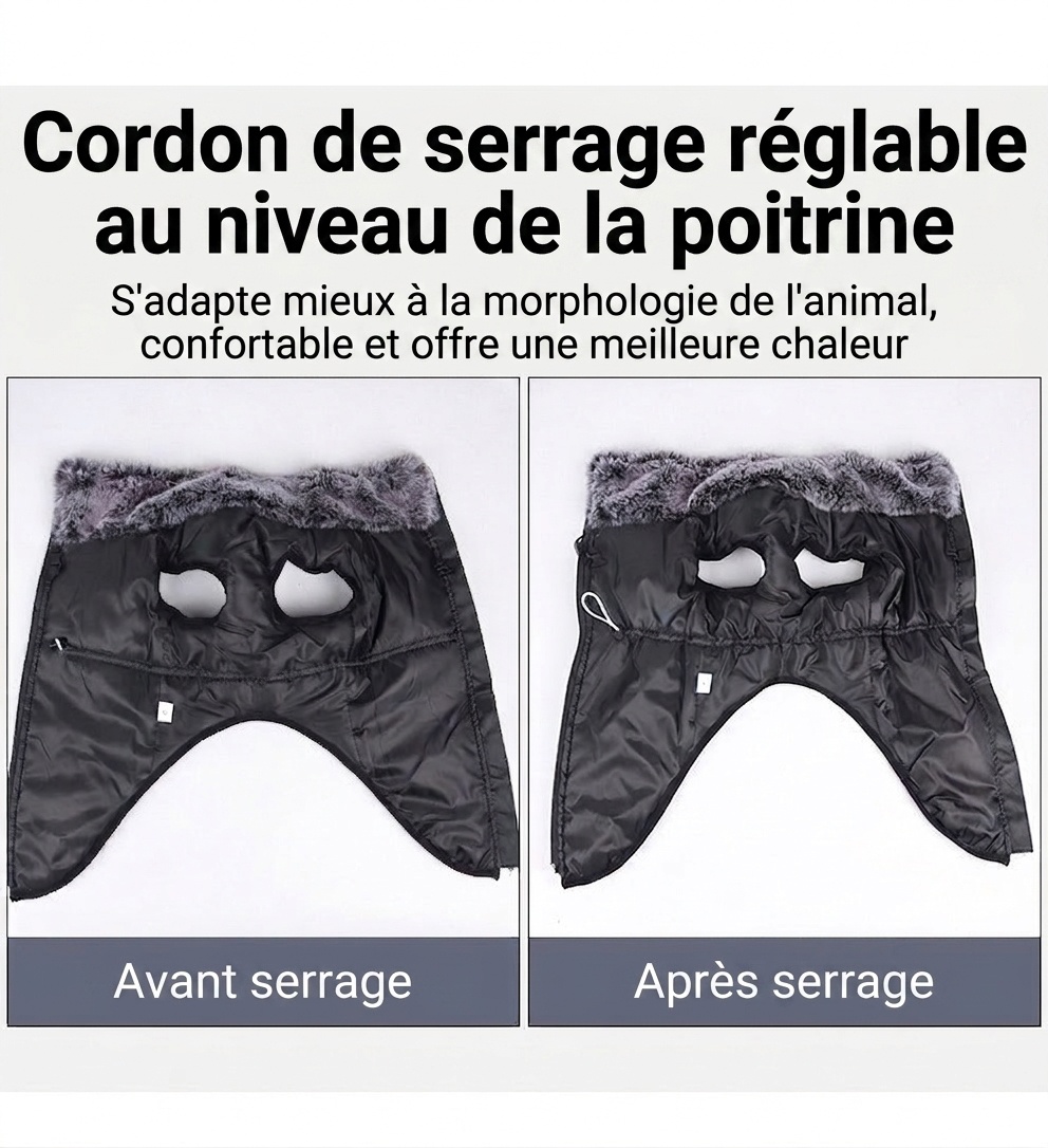 Manteau d'hiver imperméable et réfléchissant pour chien avec harnais intégré
