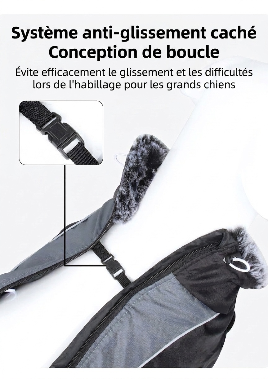 Manteau d'hiver imperméable et réfléchissant pour chien avec harnais intégré