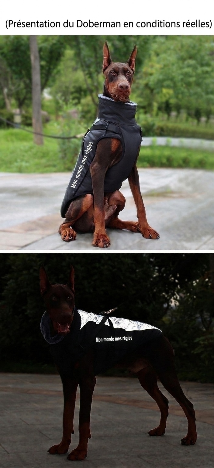 Manteau d'hiver imperméable et réfléchissant pour chien avec harnais intégré
