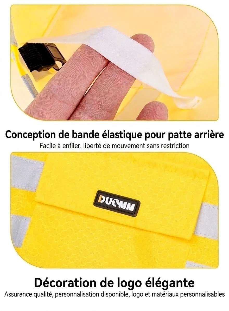 Imperméable réfléchissant pour chien avec capuche et ouverture pour laisse