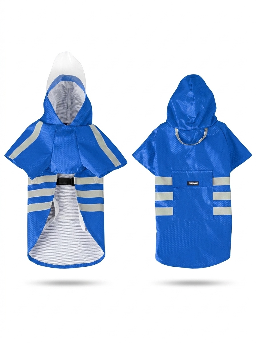 Reflective Waterproof Dog Raincoat with Hood & Leash Hole