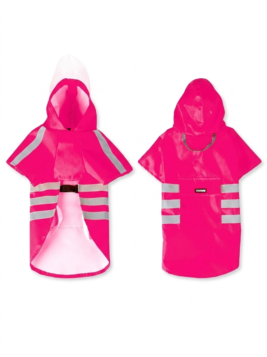 Reflective Waterproof Dog Raincoat with Hood & Leash Hole