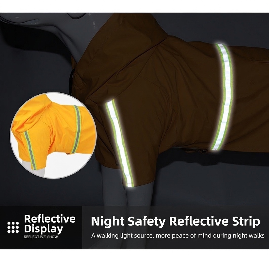Reflective Waterproof Dog Raincoat with Hood & Leash Hole