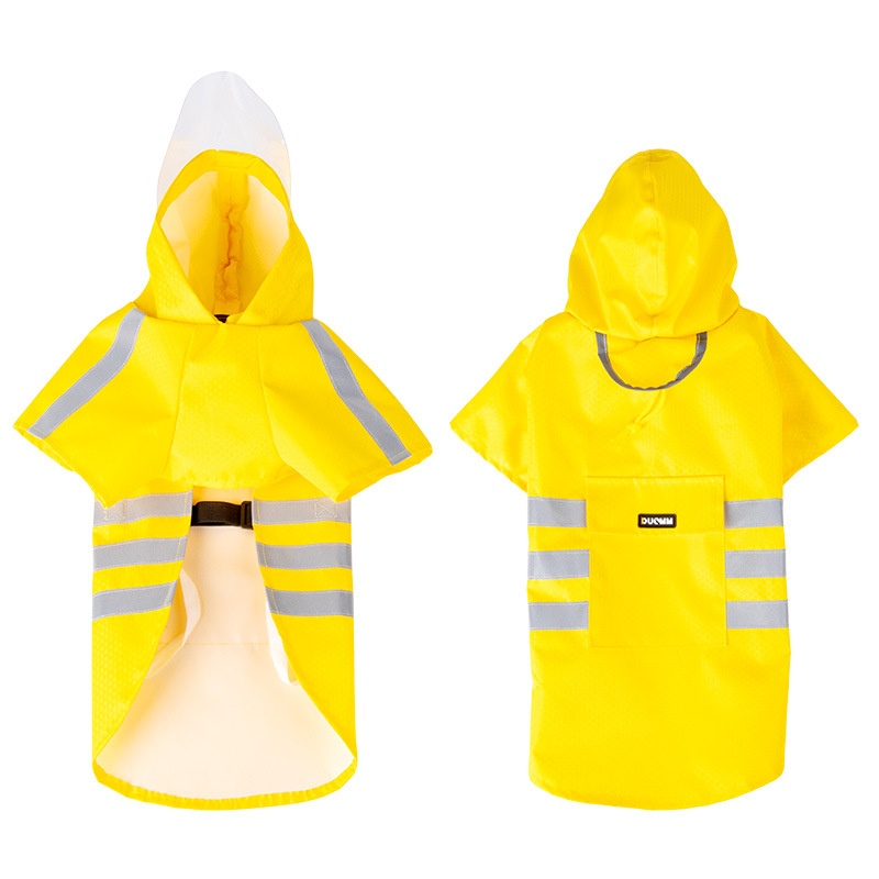 Reflective Waterproof Dog Raincoat with Hood & Leash Hole
