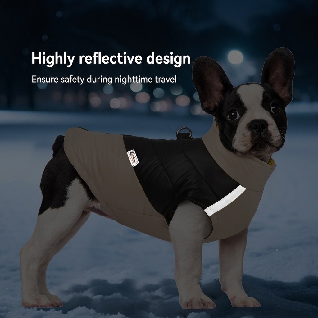 Warm Reflective Dog Winter Coat Jacket with D-Ring Leash